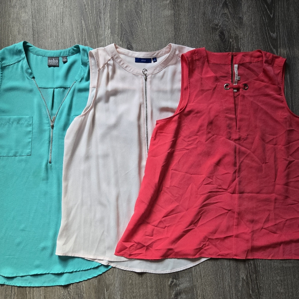 Apt. 9 Sleeveless Tops in Turquoise, Coral, and Cream